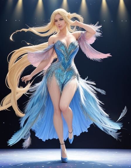 Anime Portrait of a Blonde Dancer on Stage