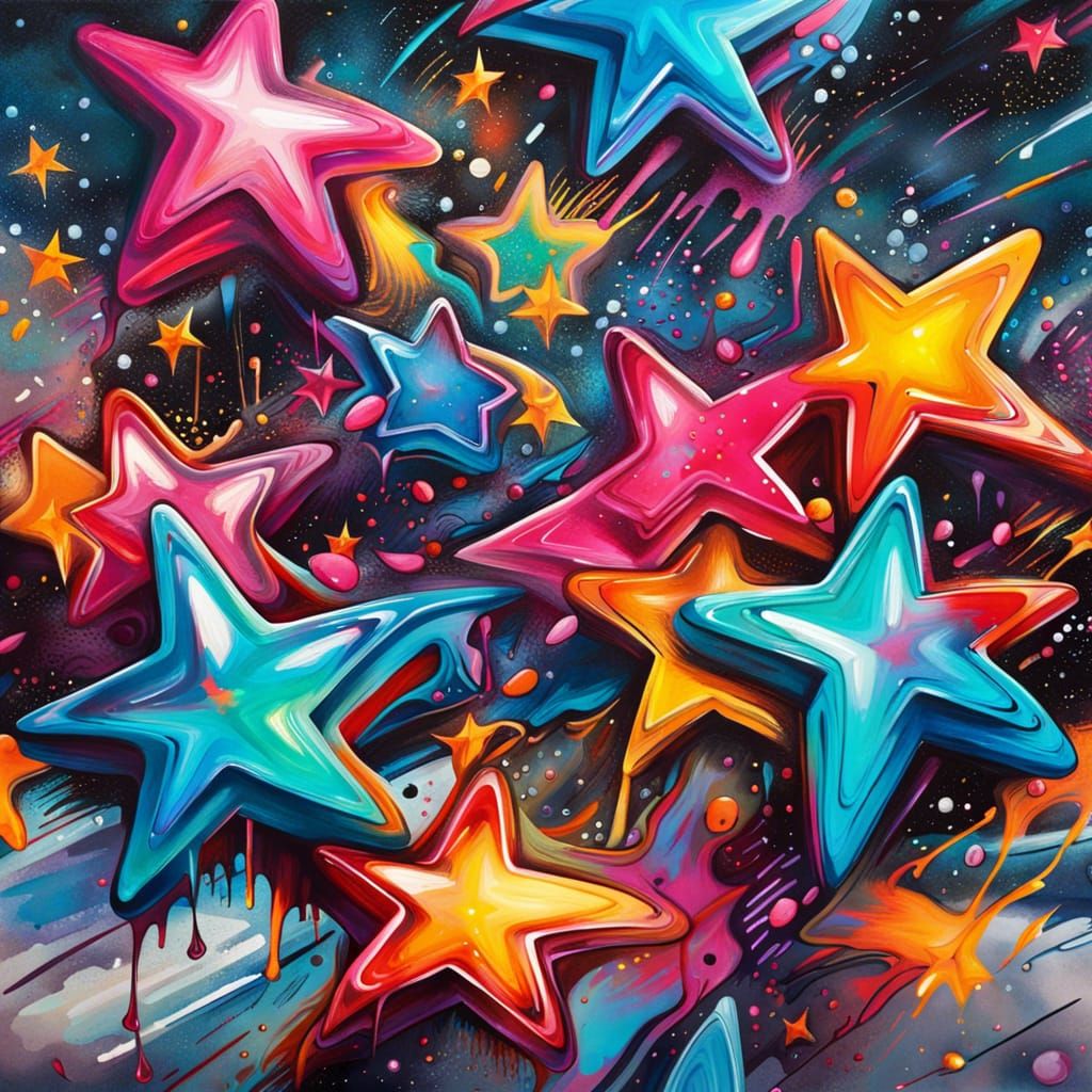 Colorful Starry Sky Graffiti Art