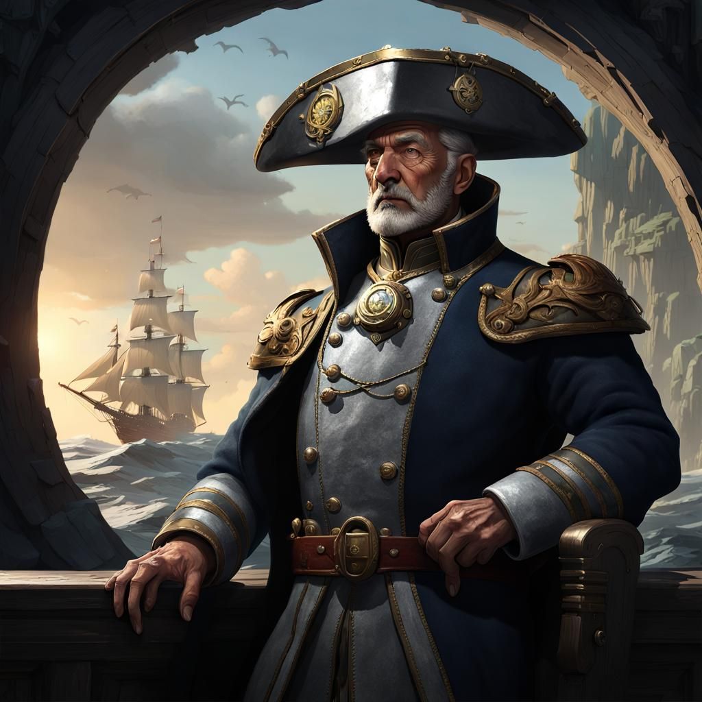 Admiral with Bicorn Hat: Dark Fantasy Concept Art