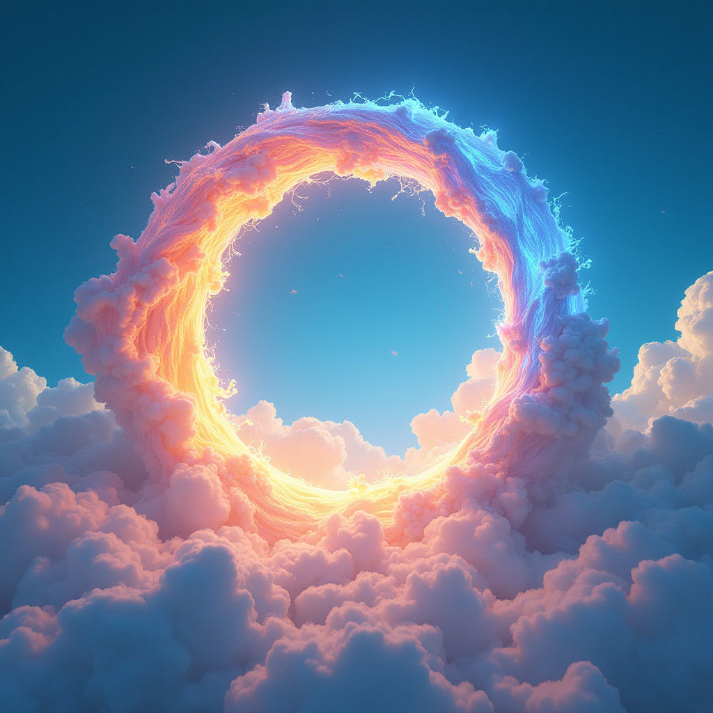 Swirling Magic Portal in Deep Blue Sky