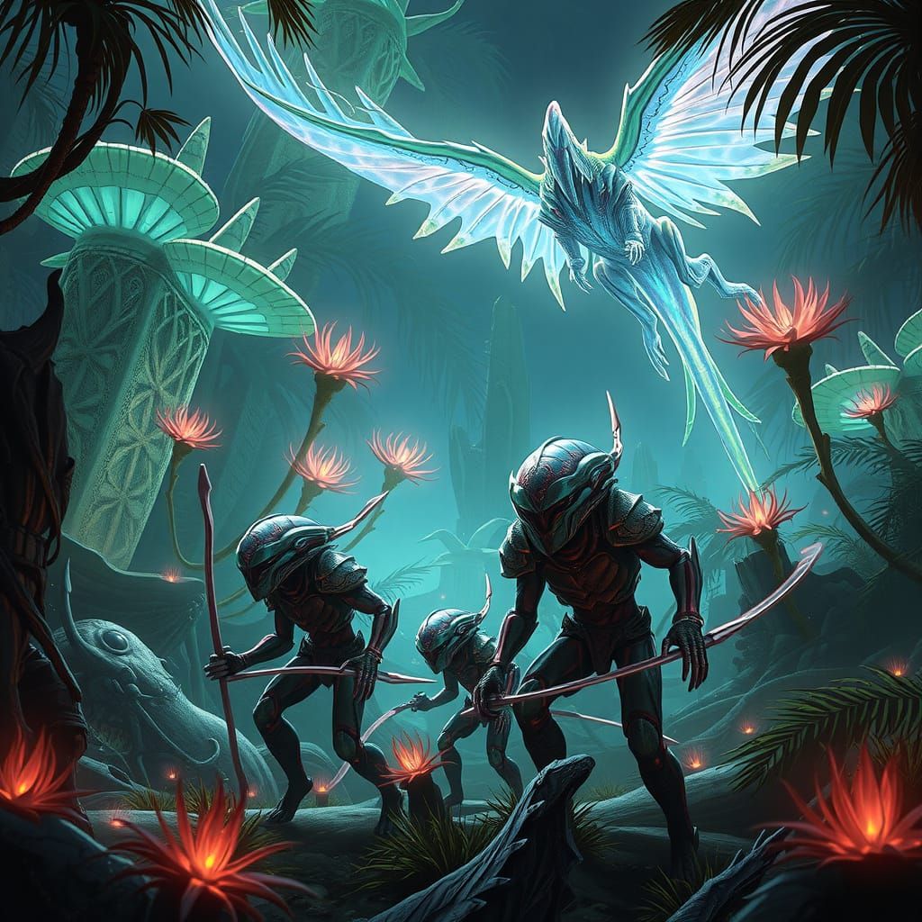 Stunning Prehistoric Alien World with Intelligent Hunter Hum...