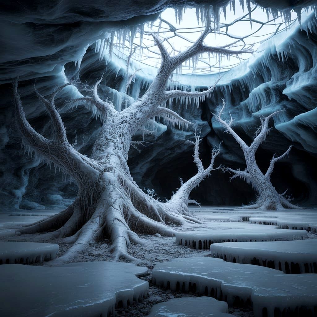 Icy Forest Under Europa in Gothic Style