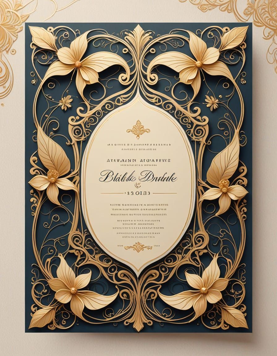 Luxury Wedding Invitation Card with Whimsical Kites and Eleg...