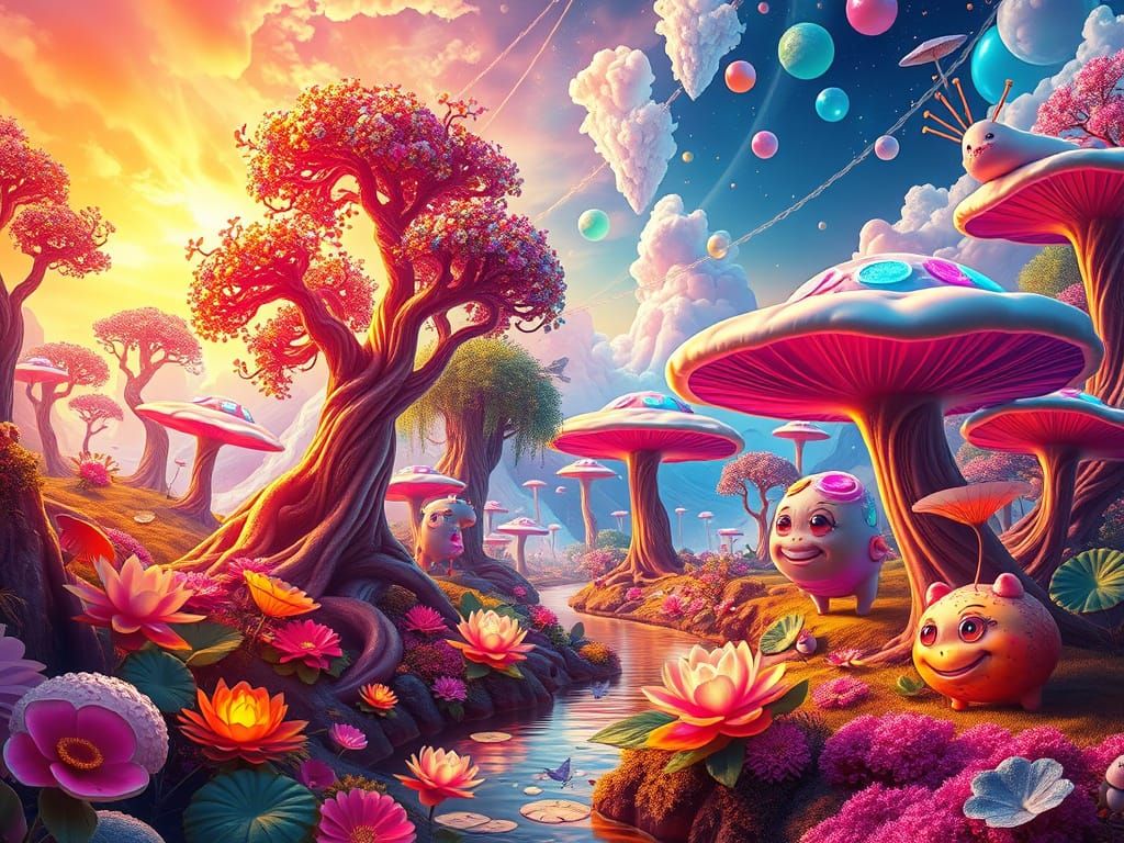 Vibrant Jungle Dreamscape in Hyper-Realistic Style