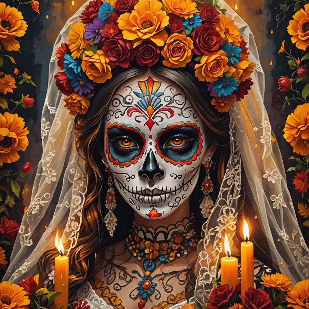 Day of the Dead La Catrina Wedding Portrait