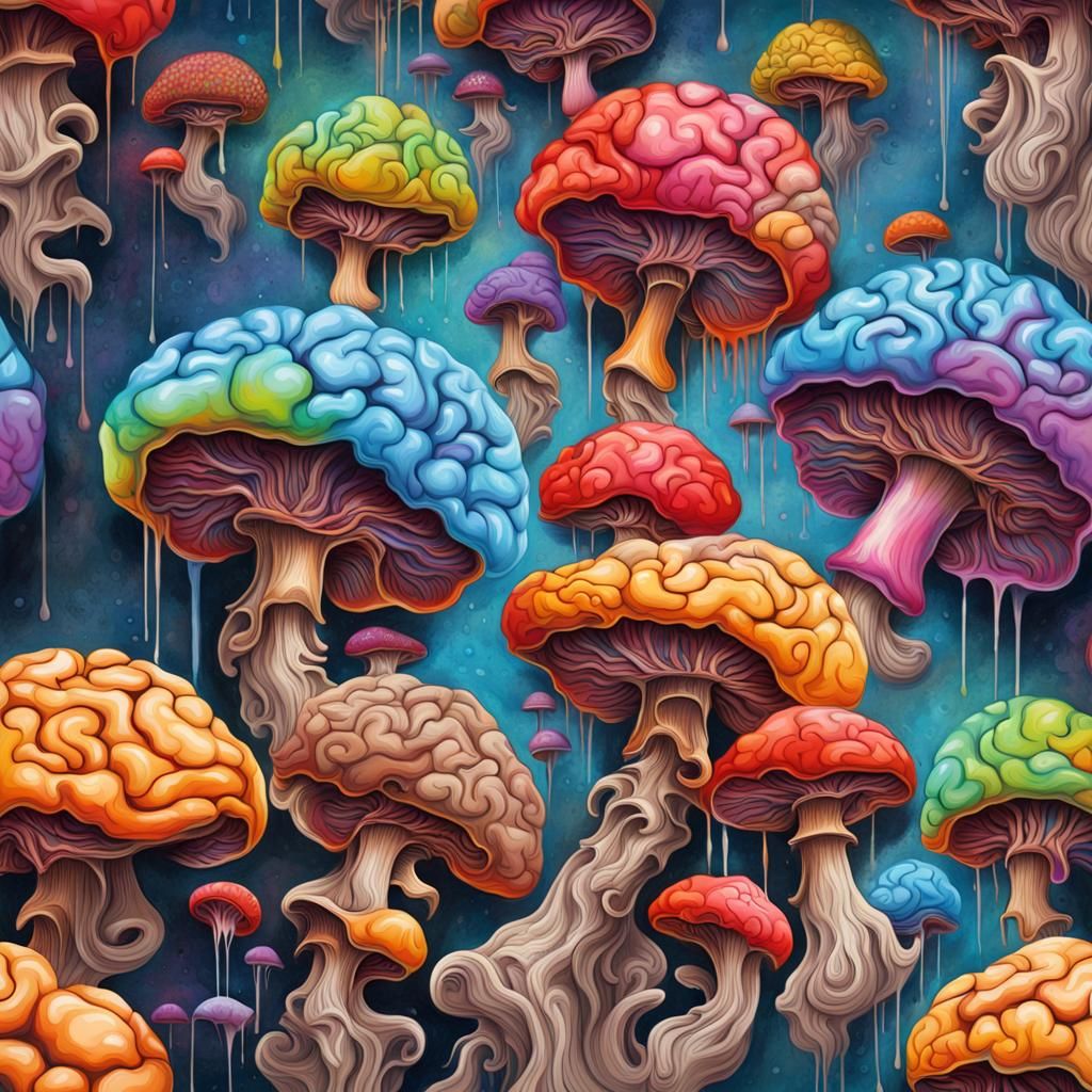 Psychedelic Mushrooms Grow in Human Brain Graffiti