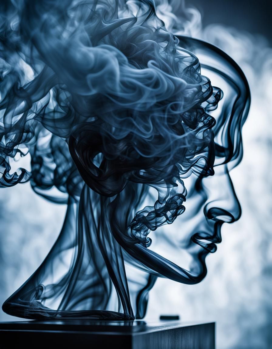 Intricate Transparent Smoke Sculpture in HDR