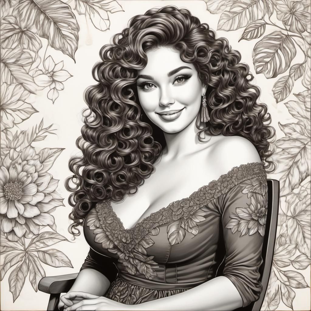 Woman Painting Botanical Art in Studio