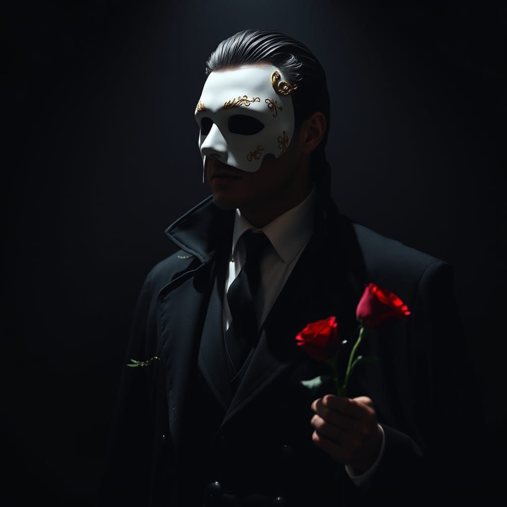 The Phantom of the Opera in a Moody, Hyperrealistic Portrait