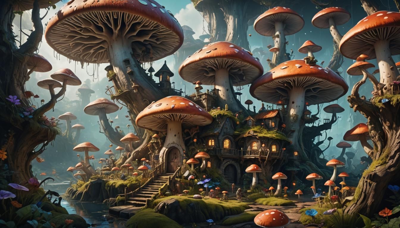 Mushroom Dwelling: Fantastical Matte Painting in Deep Color