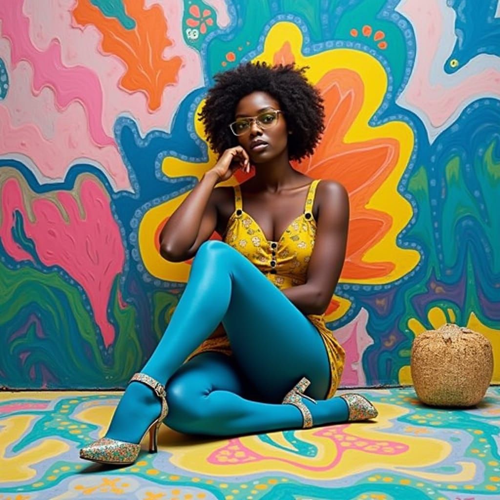 Confident Woman in Blue: A Vibrant Artistic Tribute