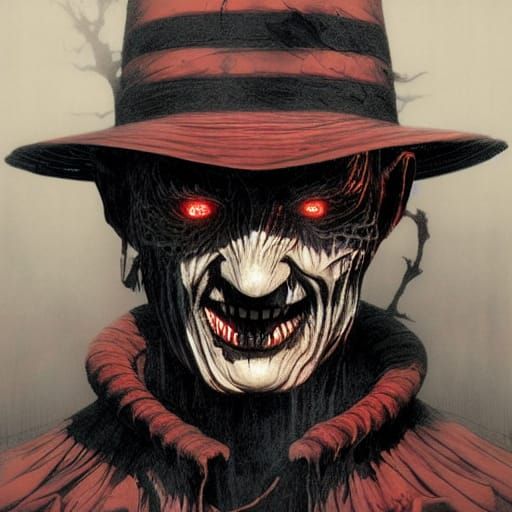 Freddy Krueger in Sinister Manga Horror Style