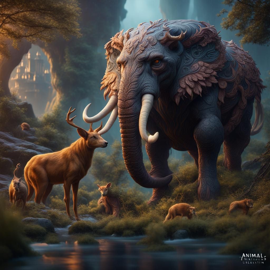 Fantastical Animals in Detailed Matte Painting