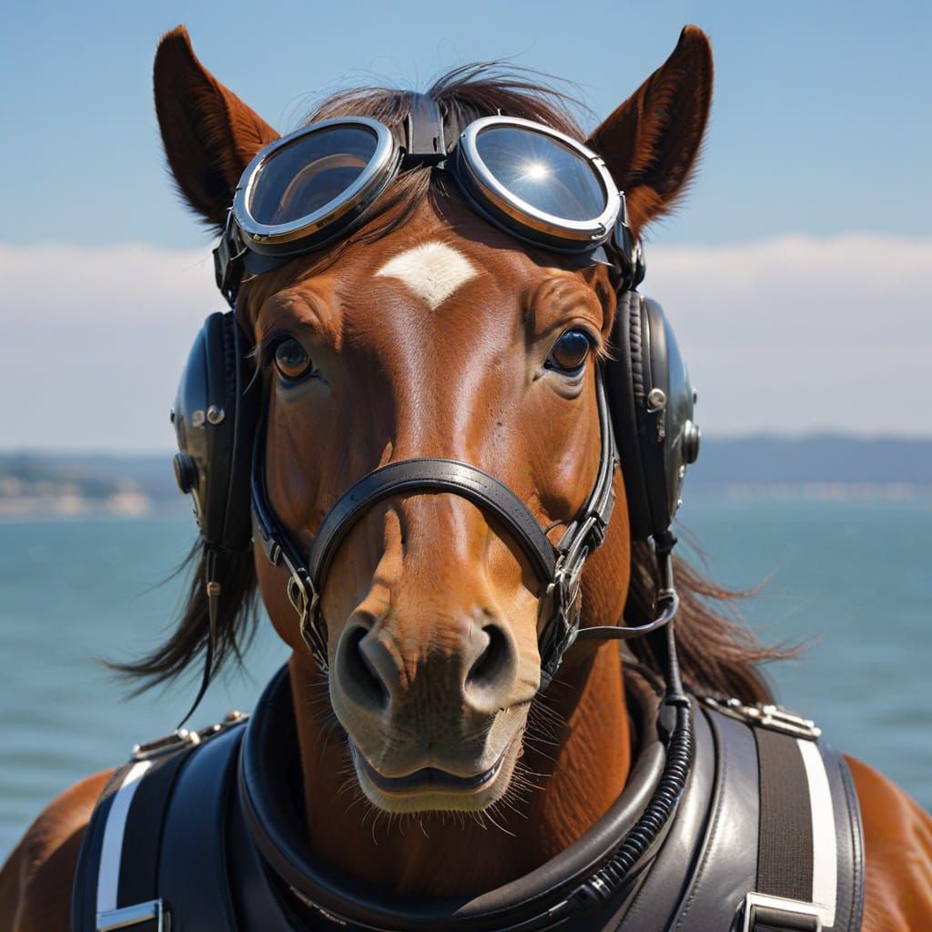 Surreal Horse-Pilot Fusion