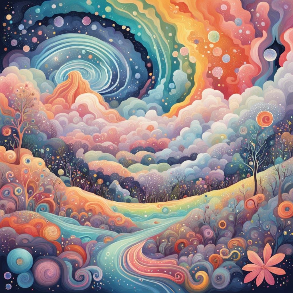 Carbon Ring in Whimsical Fantasy Landscape