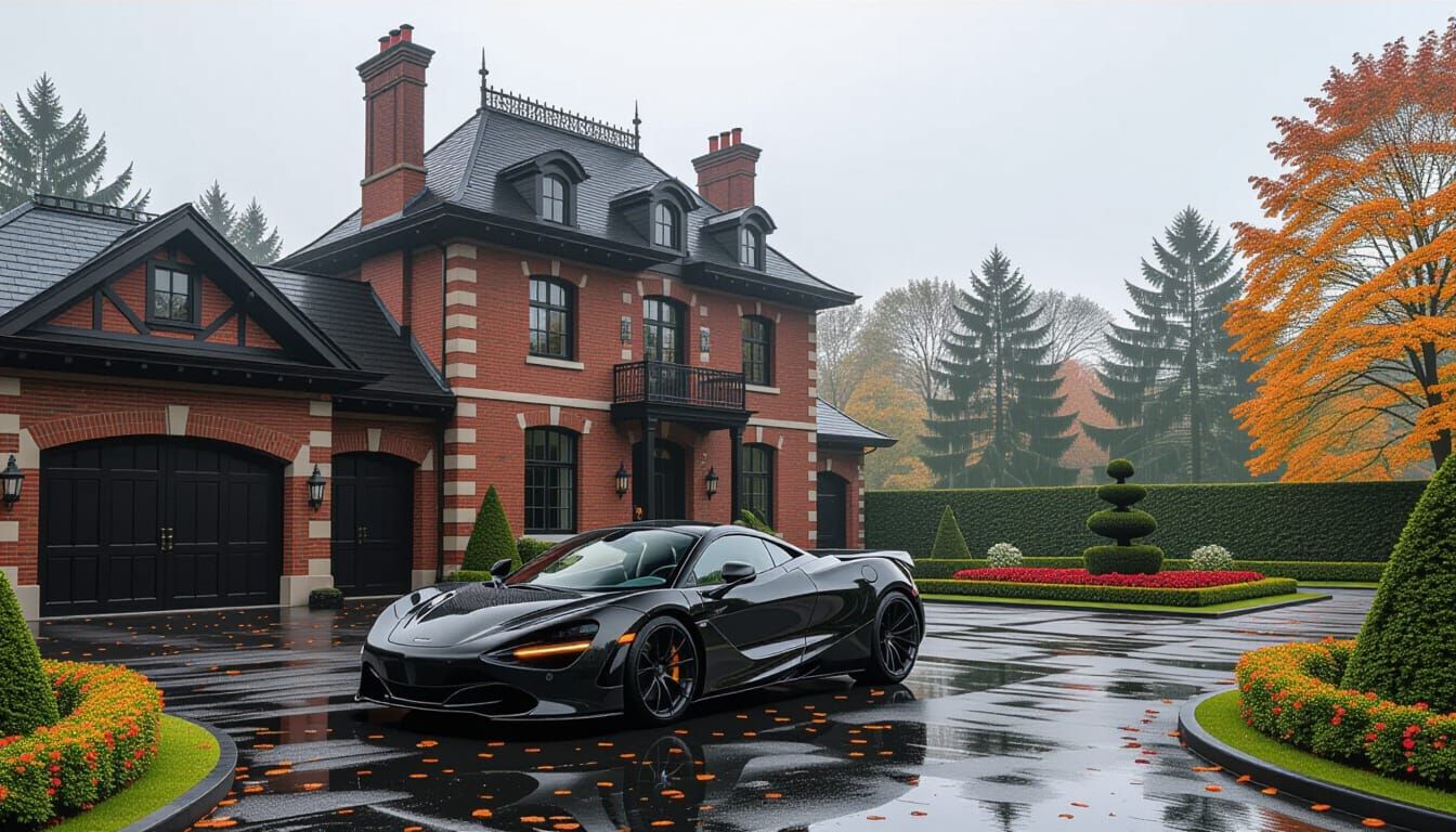 Victorian Chateau with McLaren in Misty Autumn