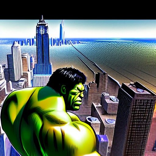 Hulk on Empire State Building: Impressionist Portrait