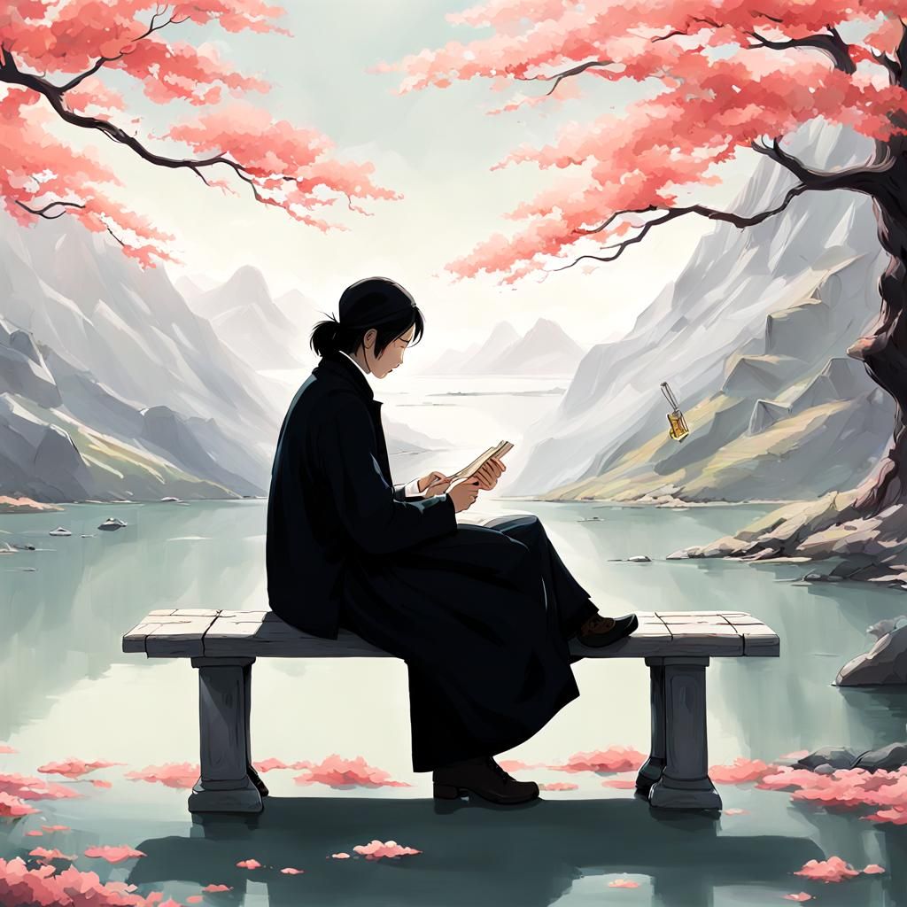 A Person Contemplates Nature in Serenity