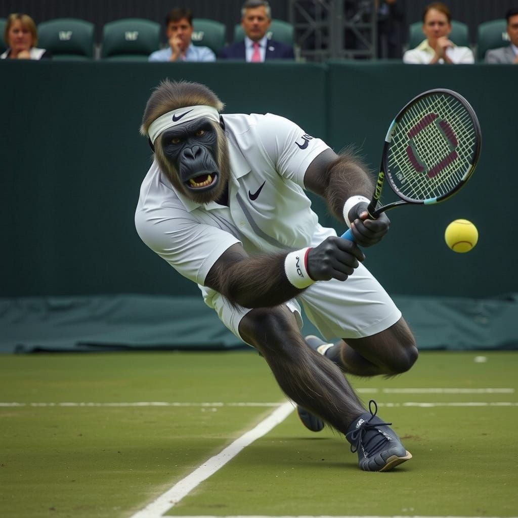 Silverback Gorilla's Wimbledon Tennis Lunge