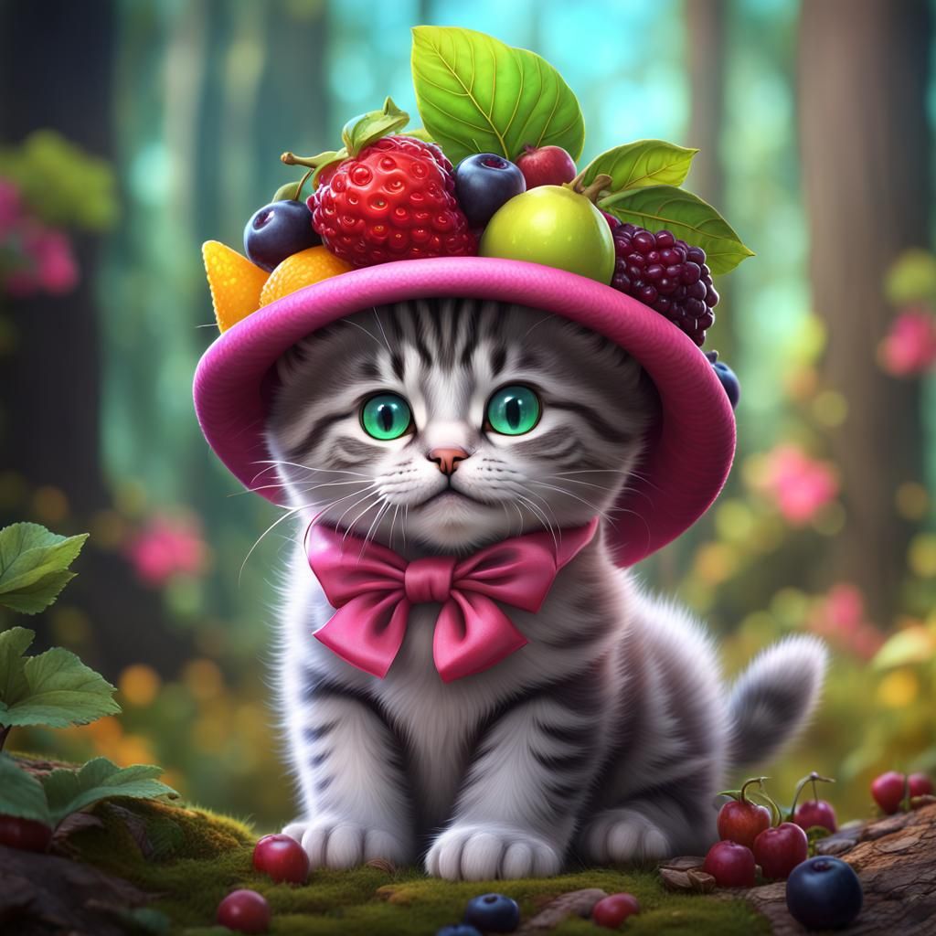 Kittens Wearing Tutti Frutti Hats