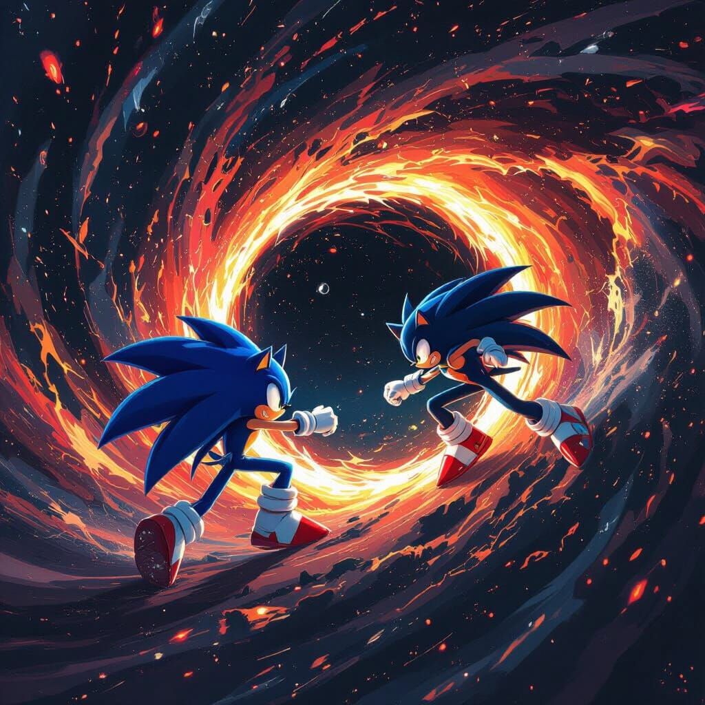 Super Sonic and Shadow Clash in Cosmic Blackhole