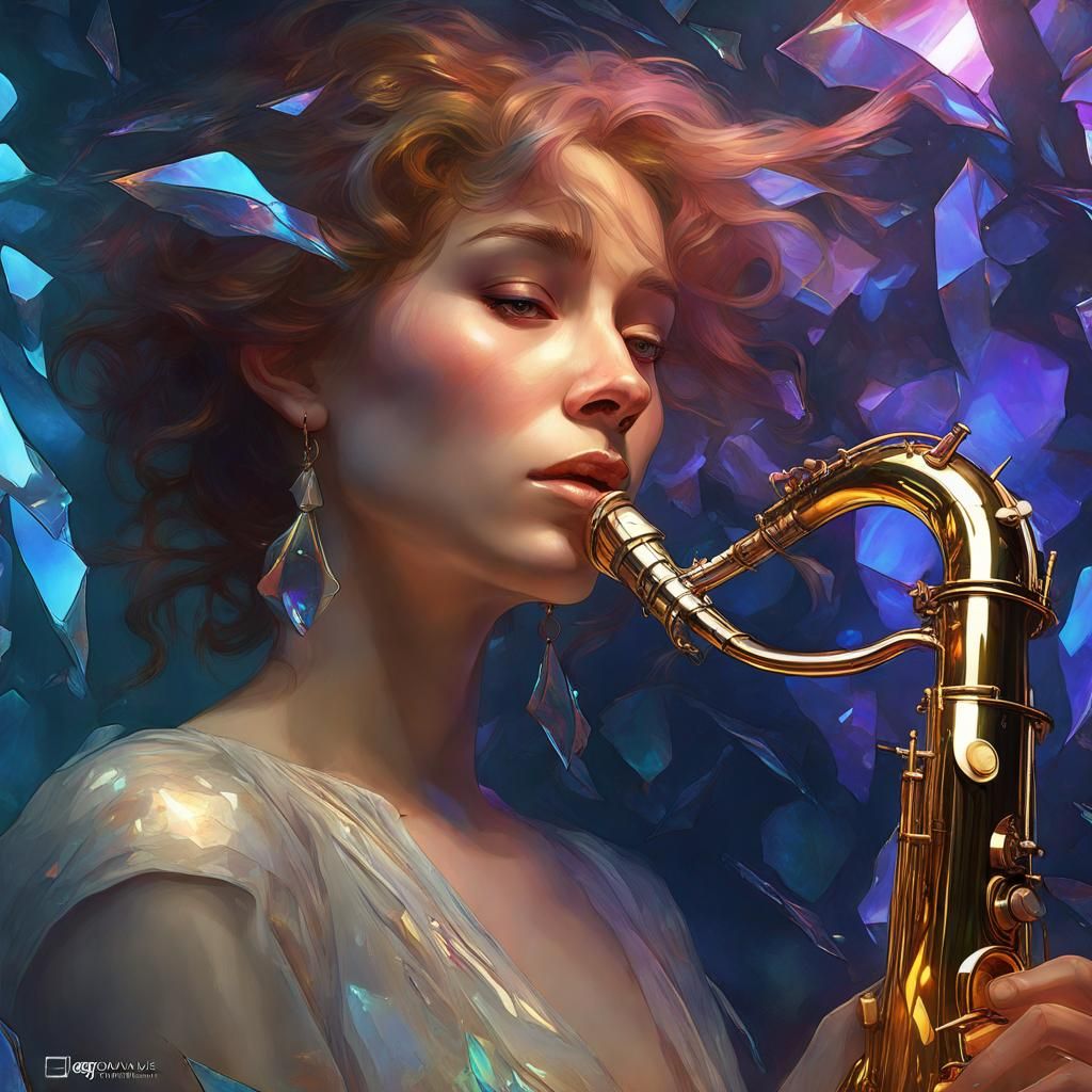 Glistening Saxophone with Volumetric Lights and Auras