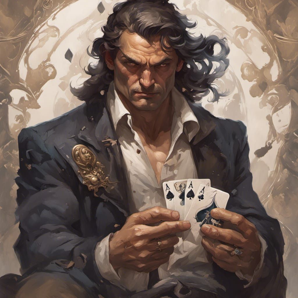 Romantic Ace of Spades Portrait in Art Nouveau Style