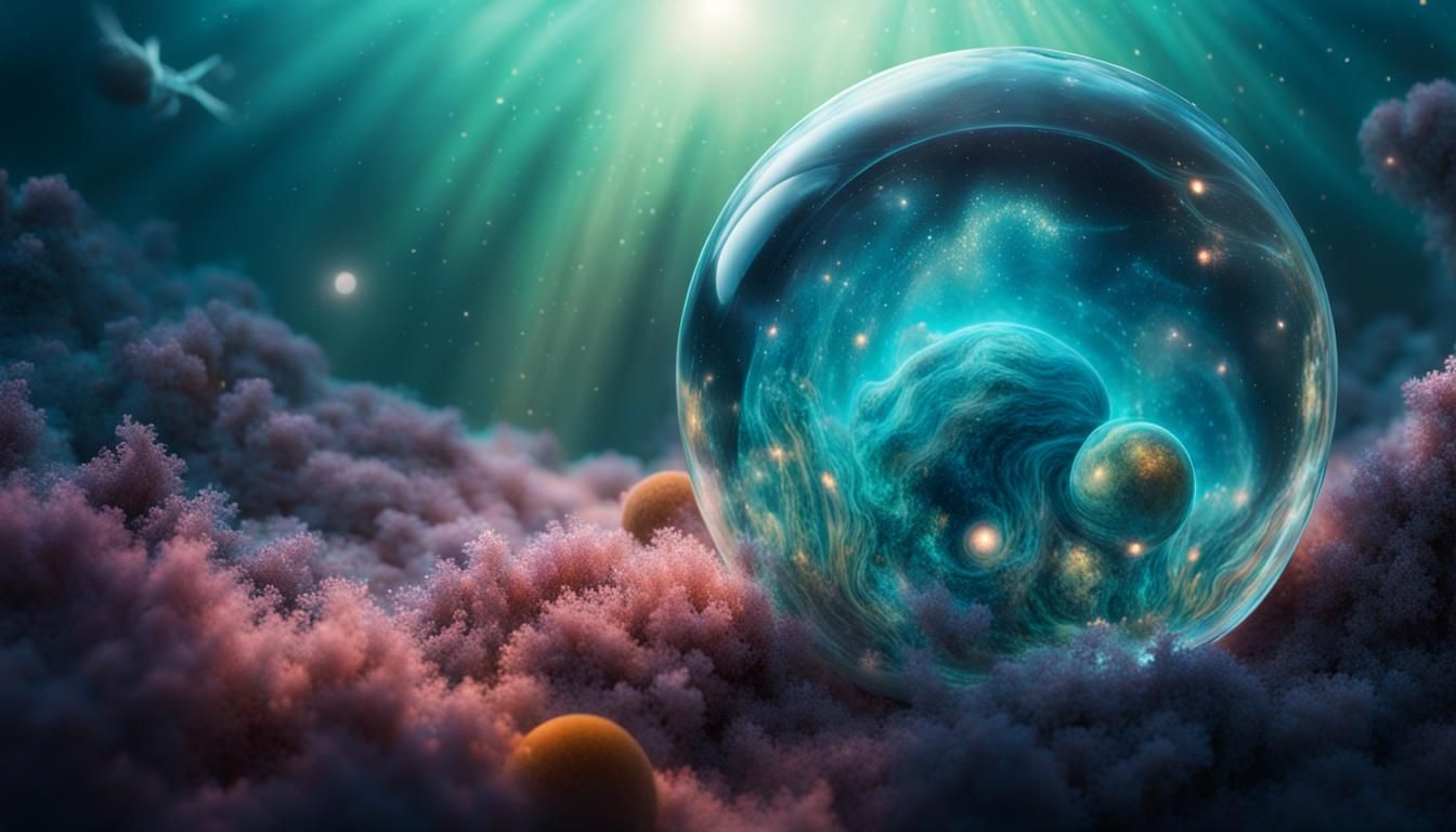 Underwater Nebula Orb with Aquatic Life