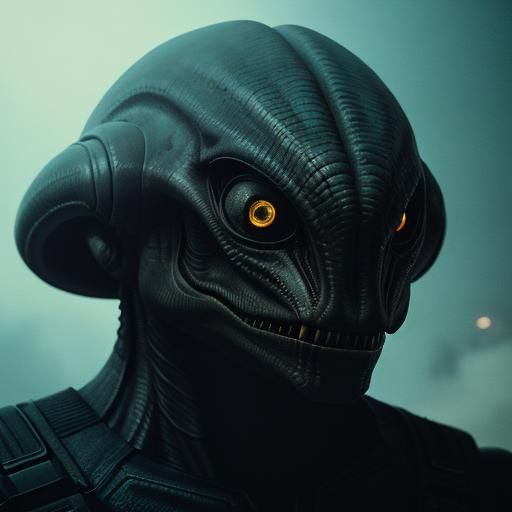 Deformed Alien Head in Cinematic Style
