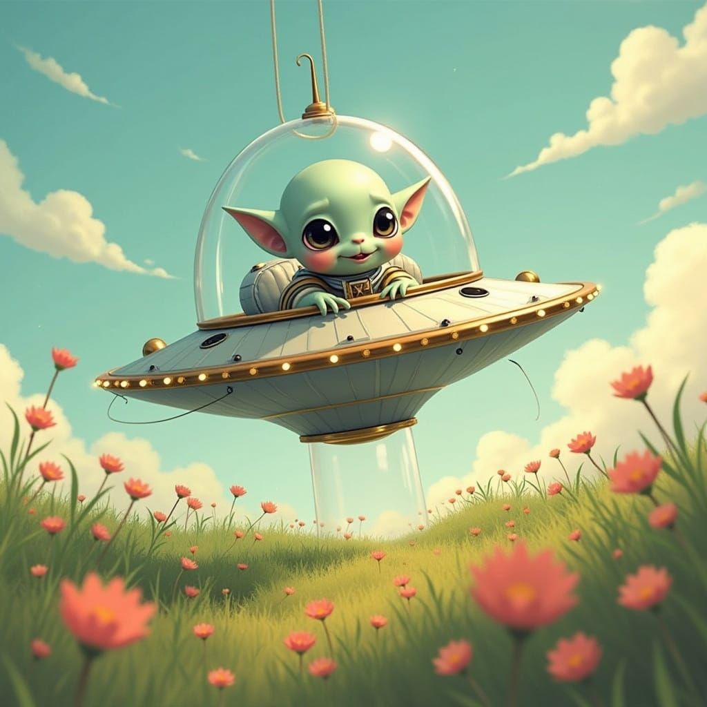 Gentle UFO with Friendly Alien Peer