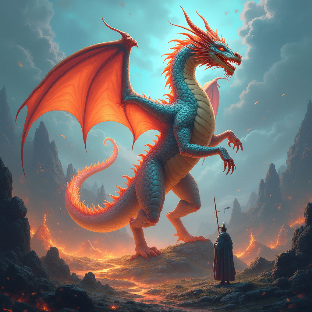 Quadruple-Elemental Dragon Fantasy Concept Art