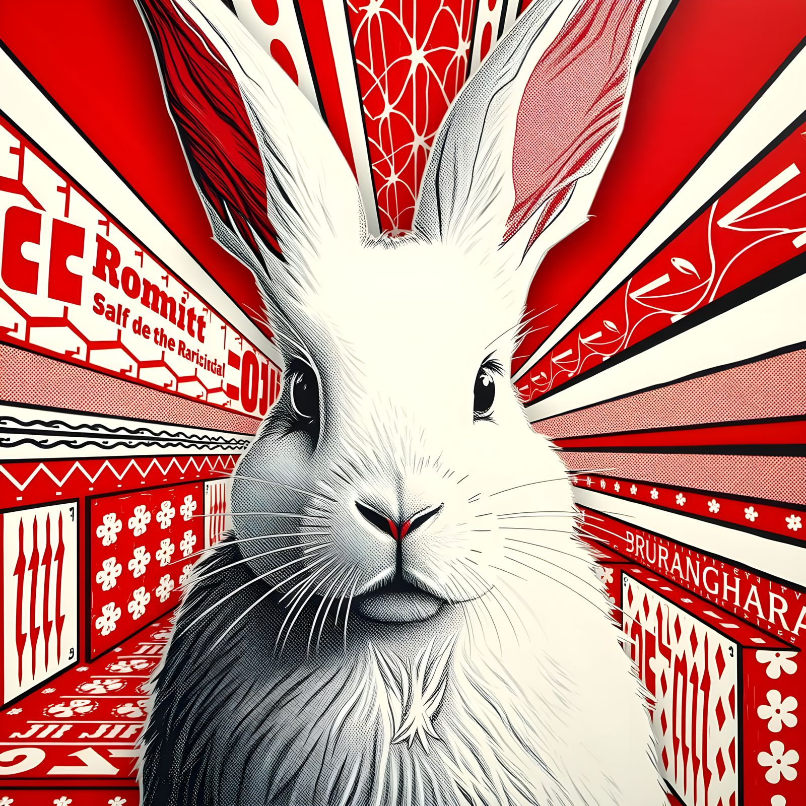 Albino Bunny Pop Art