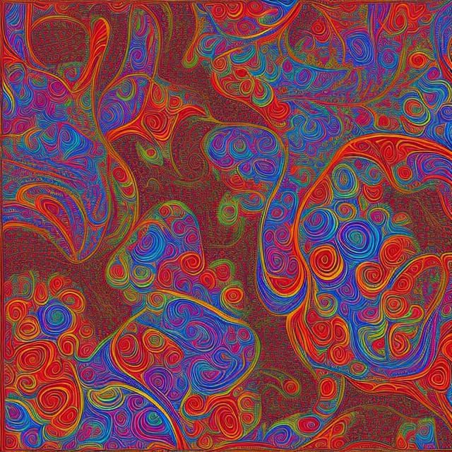 Abstract Serbian Tapestry Pattern with Fractal Elements