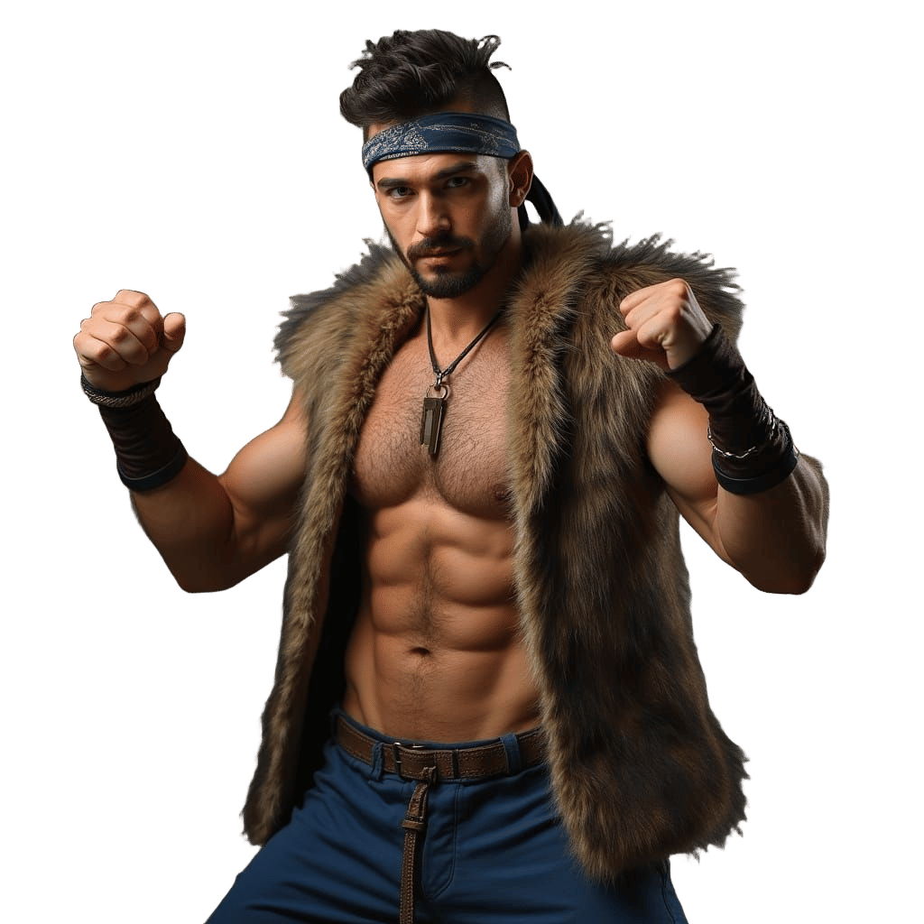 Beardless Adventurer Strikes a Kung Fu Pose