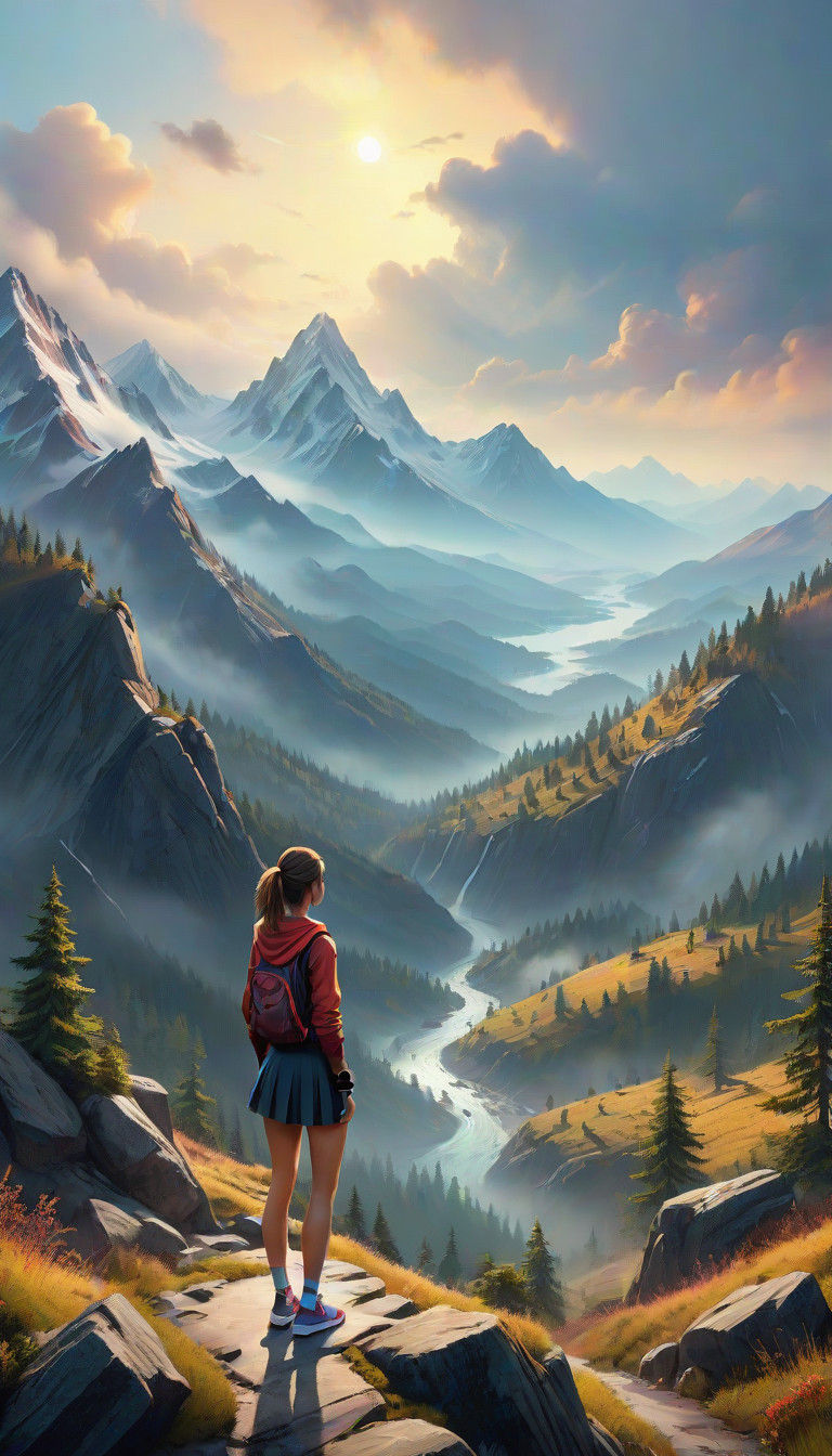 Vibrant Mountain Goddess in Skater Chic