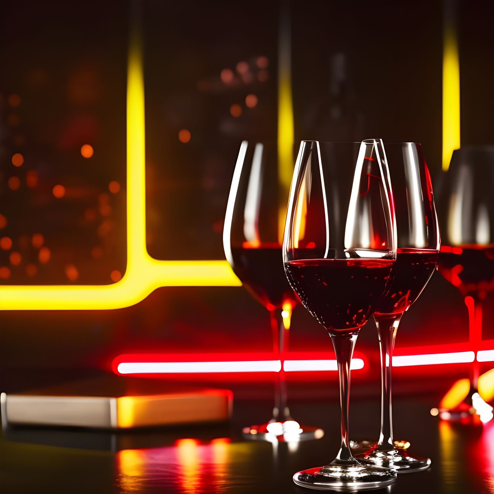 Elegant Wine Stemware in Cyberpunk Style