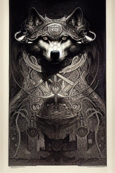 Wolf King Portrait in Art Nouveau Style