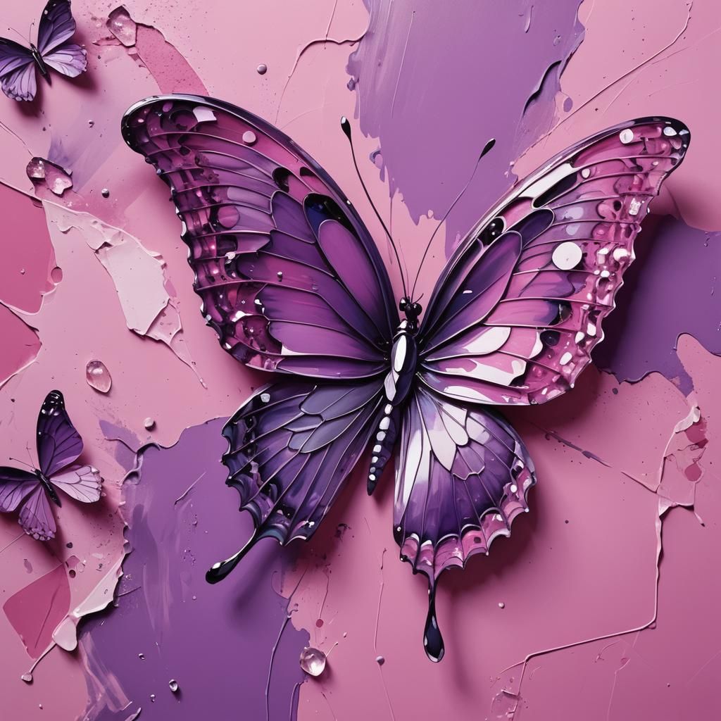 Purple Crystal Butterfly in Abstract Graffiti Art