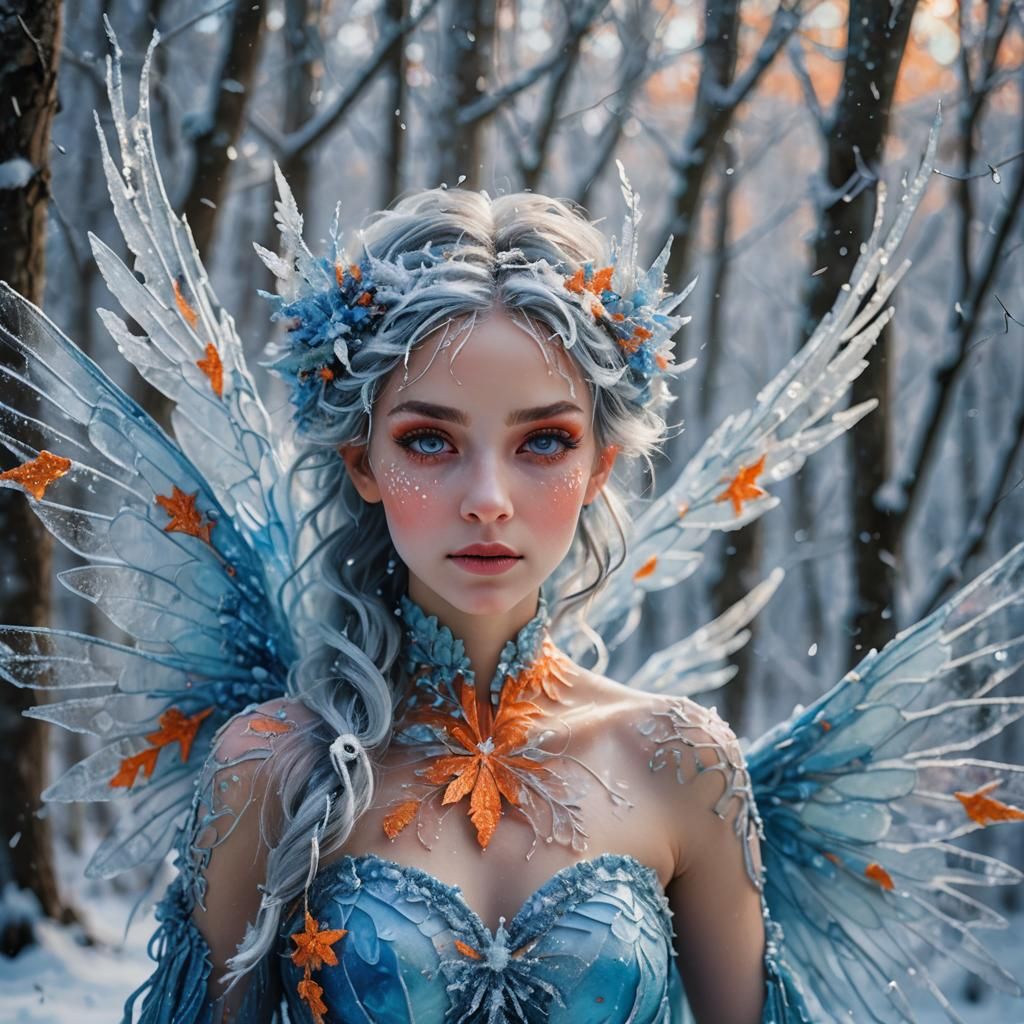 Icy Winter Fae Portrait in Fauvist Style