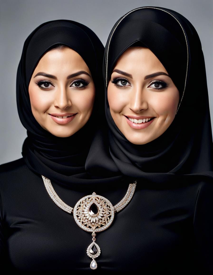 Psychedelic Portrait of Middle Eastern Woman in Hijab