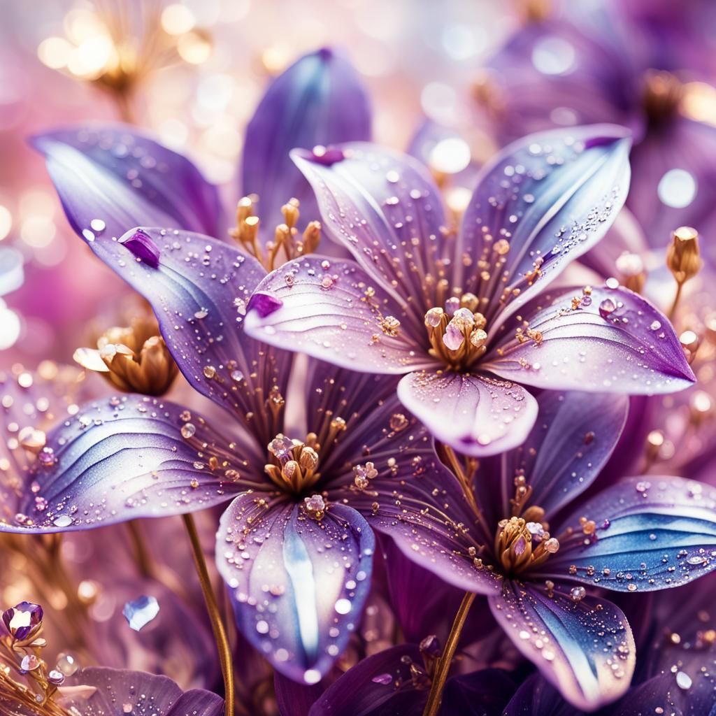 Dreamlike Floral Tapestry in Iridescent Hues