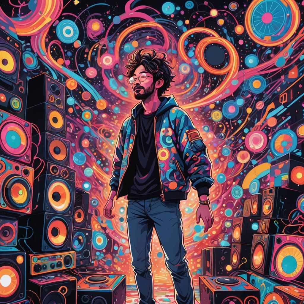 Kawaii Music: Vibrant Lights and Rhythmic Motion