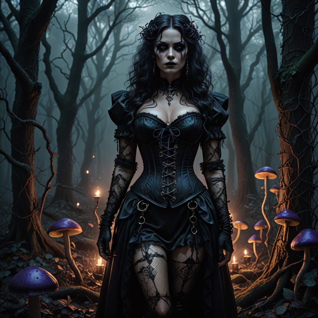 Gothic Mother in Mystical Forest