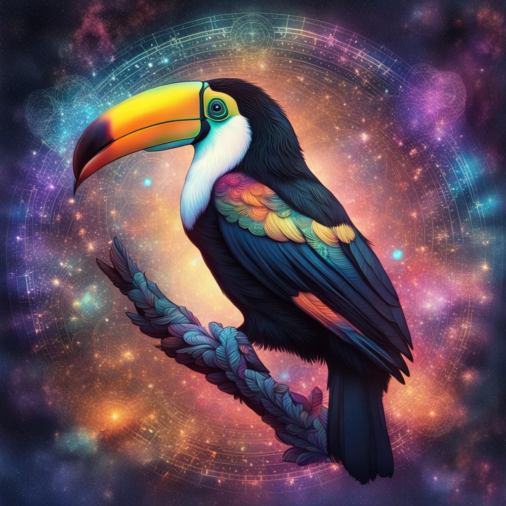 Holographic Toucan in Astral Cosmic Style
