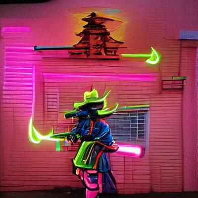 Cyberpunk Samurai Cowboy with Revolver