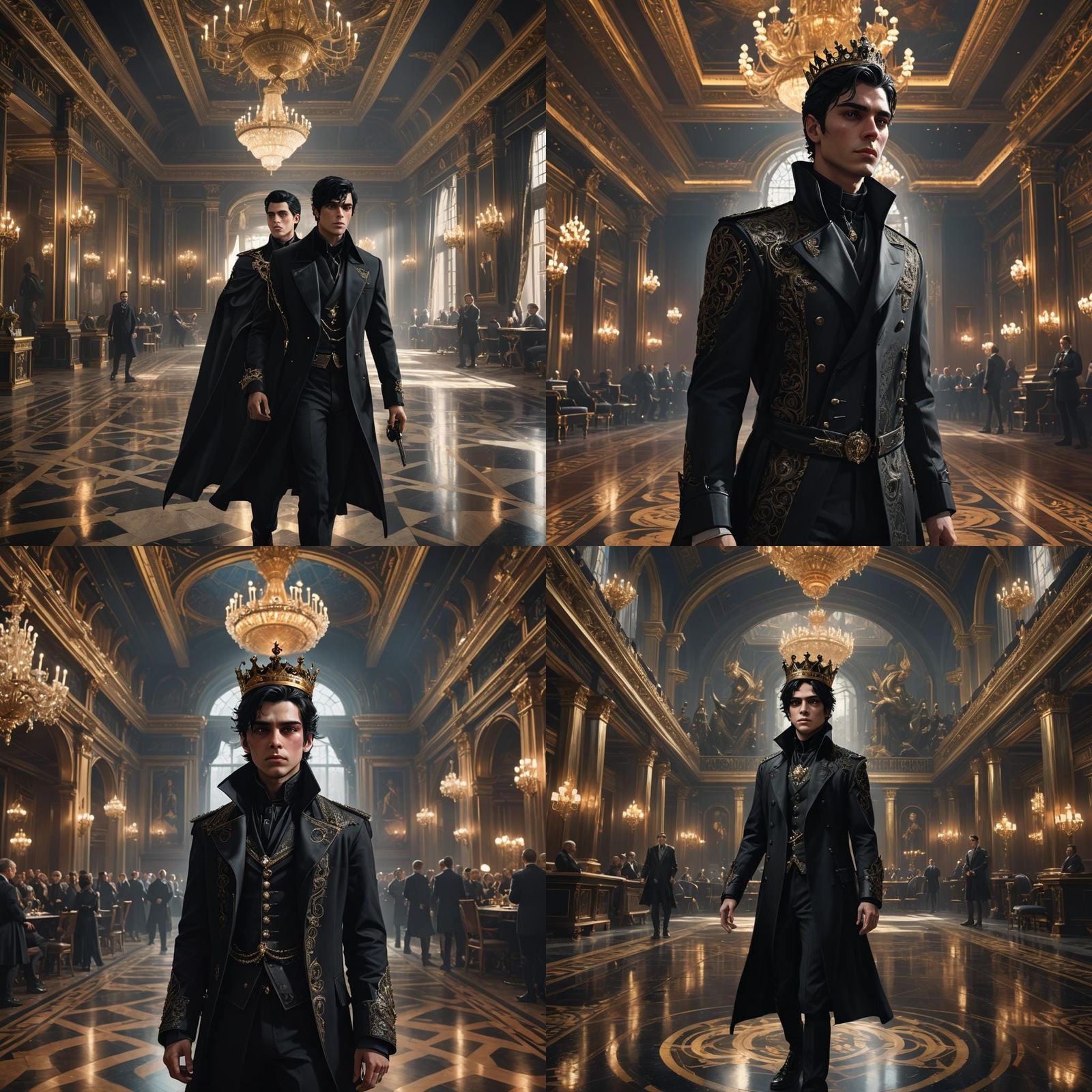 Dark Prince in Ballroom: Hyperdetailed Fantasy Art