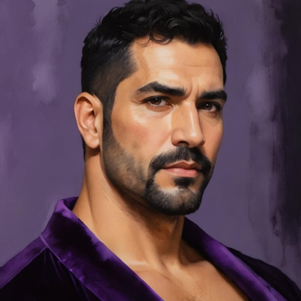 Alcohol Ink Portrait: Man in Purple Velvet Robe