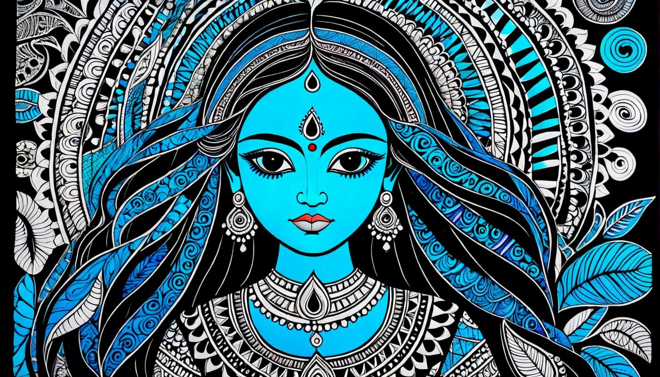 Madhubani Zentangle Art With Blacklight Effect
