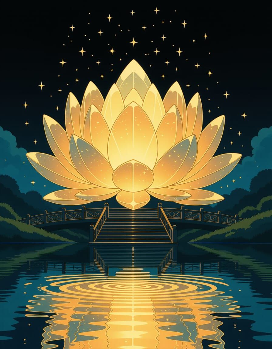 Celestial Lotus Gateway Radiating Starlight