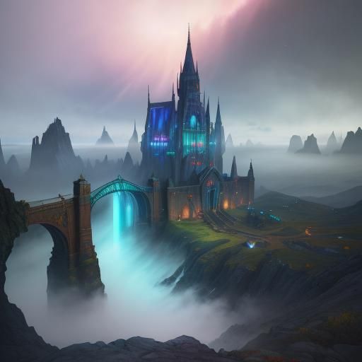 Radiant Rainbow Bridge Concept Art in Oil Painting Style